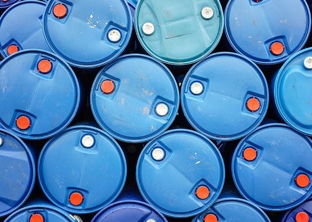 Barrels of chemicals stored or shipped