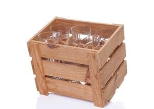 Crate of glass bowls